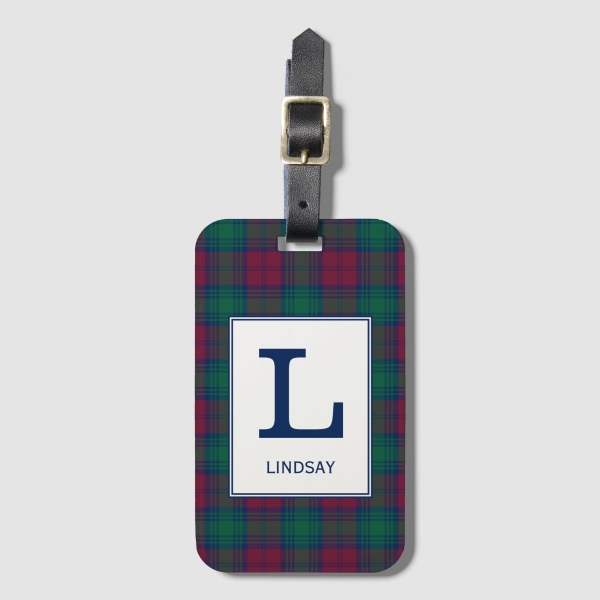 Lindsay tartan luggage tag
