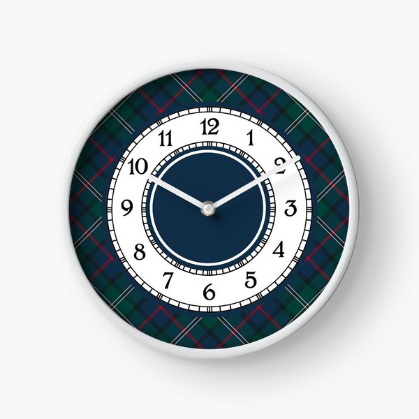 Loch Carron District tartan wall clock