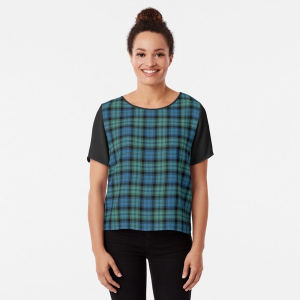 Lorne District tartan chiffon top