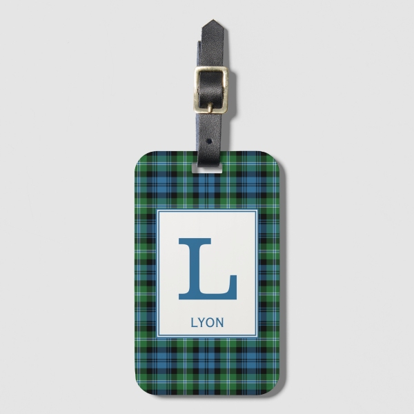 Lyon tartan luggage tag