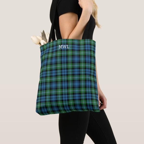 Lyon tartan monogram tote bag