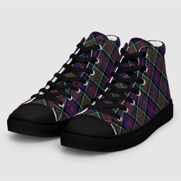 MacDonald of Clanranald tartan men's black hightop shoes
