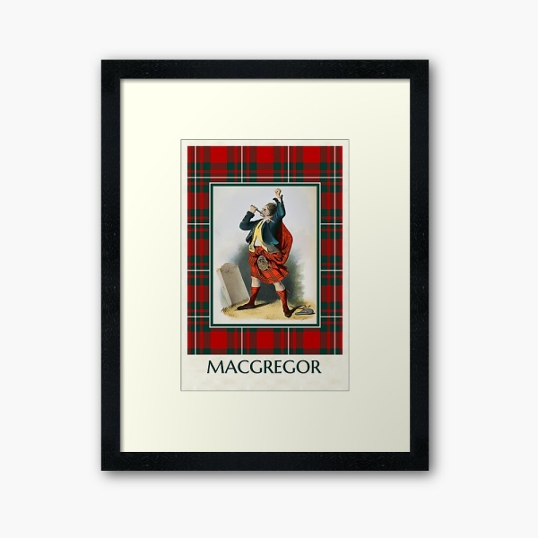 MacGregor vintage portrait with tartan framed print