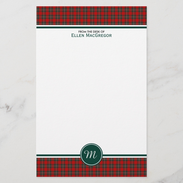 Stationery with MacGregor tartan border