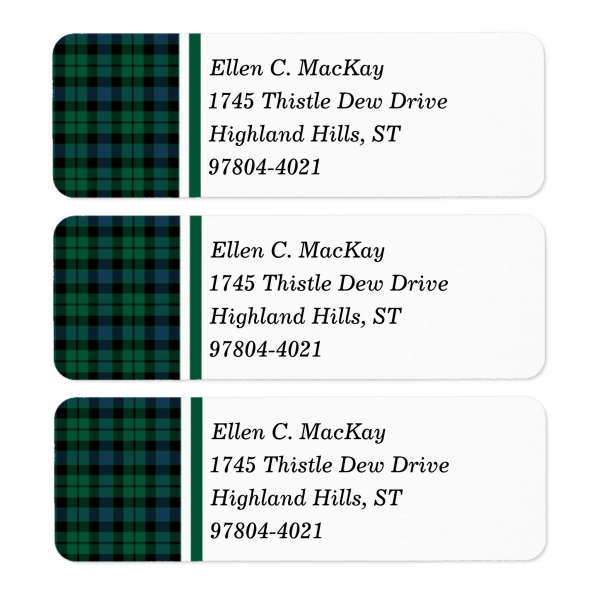 Return address labels with MacKay tartan border