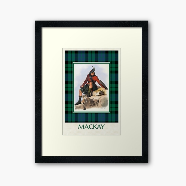 MacKay vintage portrait with tartan framed print