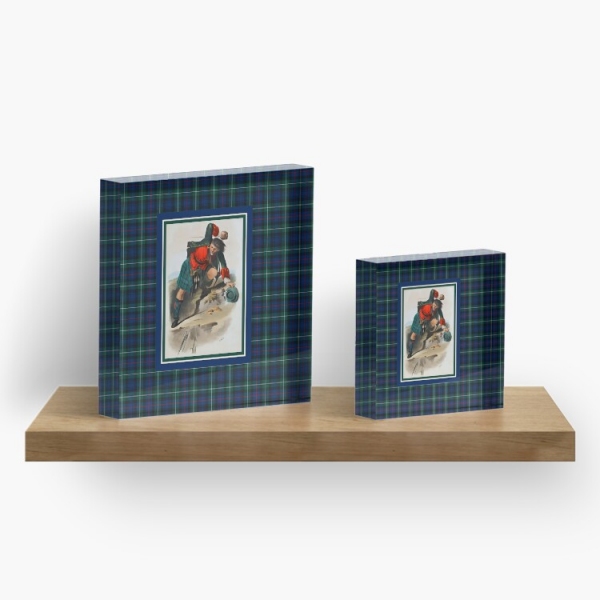 Mackenzie vintage portrait with tartan acrylic block