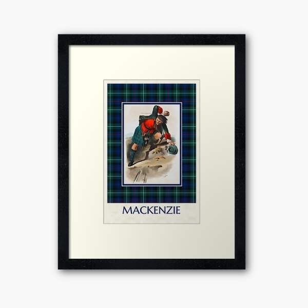 Mackenzie vintage portrait with tartan framed print