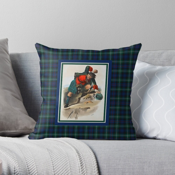 Mackenzie vintage portrait with tartan throw pillow