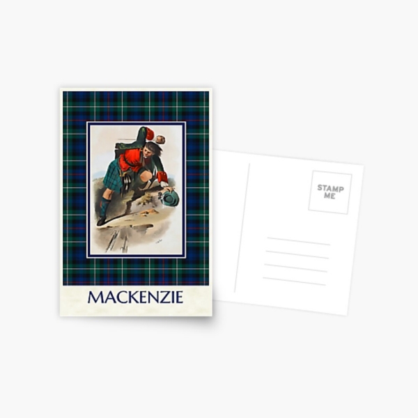 Mackenzie vintage portrait with tartan postcard