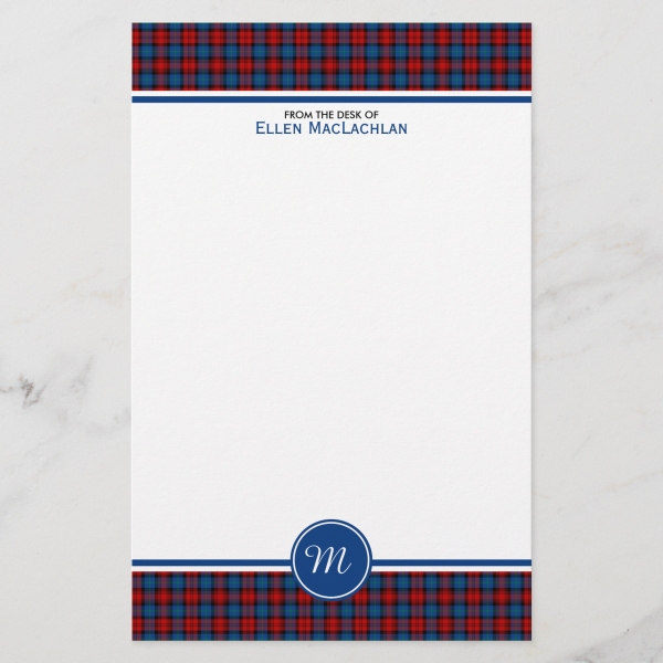 Stationery with MacLachlan tartan border