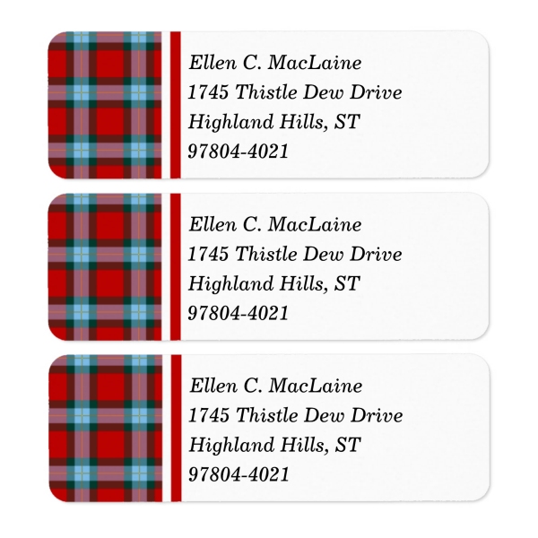 Return address labels with MacLaine tartan border