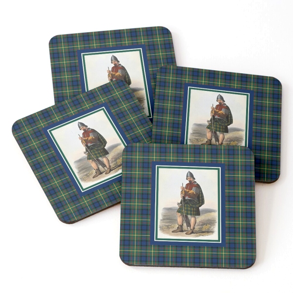 MacLaren vintage portrait with tartan beverage coasters