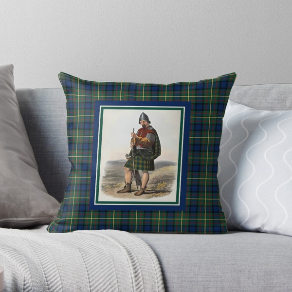 MacLaren vintage portrait with tartan throw pillow
