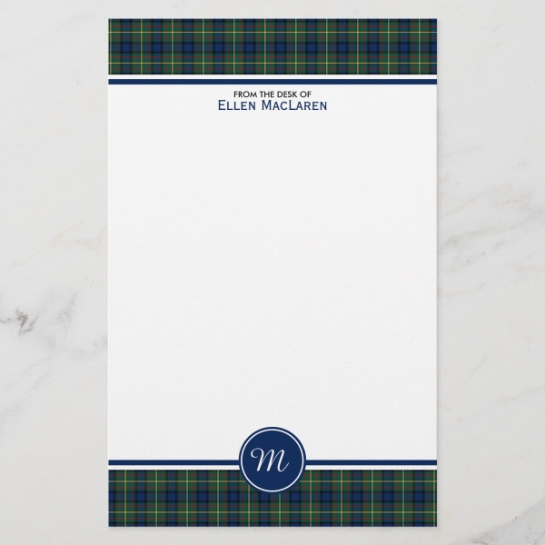 Stationery with MacLaren tartan border