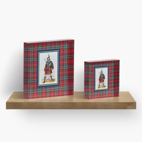 MacLean vintage portrait with tartan acrylic block