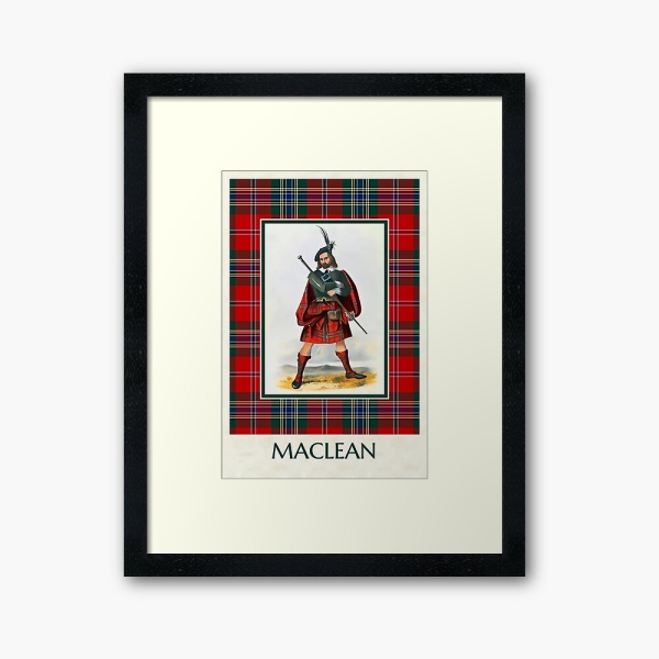 MacLean vintage portrait with tartan framed print