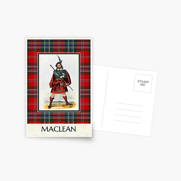 MacLean vintage portrait with tartan postcard
