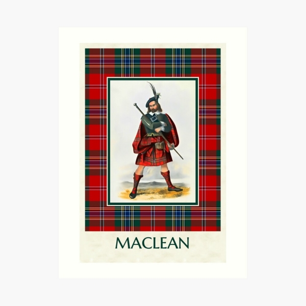 MacLean vintage portrait with tartan art print