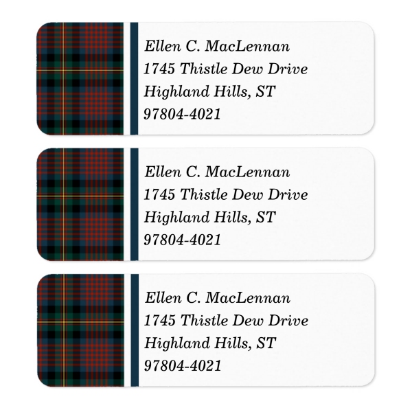 Return address labels with MacLennan tartan border