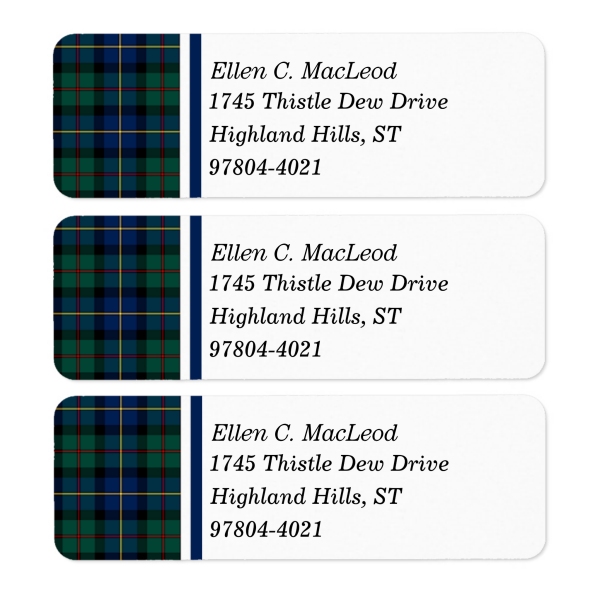 Return address labels with MacLeod of Skye tartan border