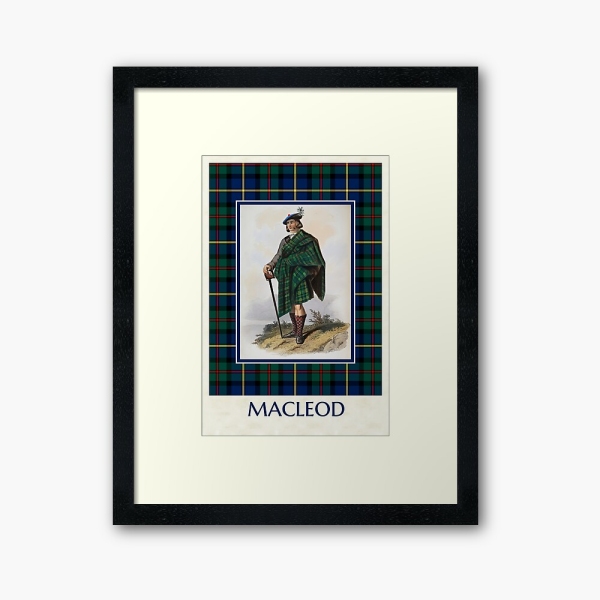 MacLeod of Skye vintage portrait with tartan framed print
