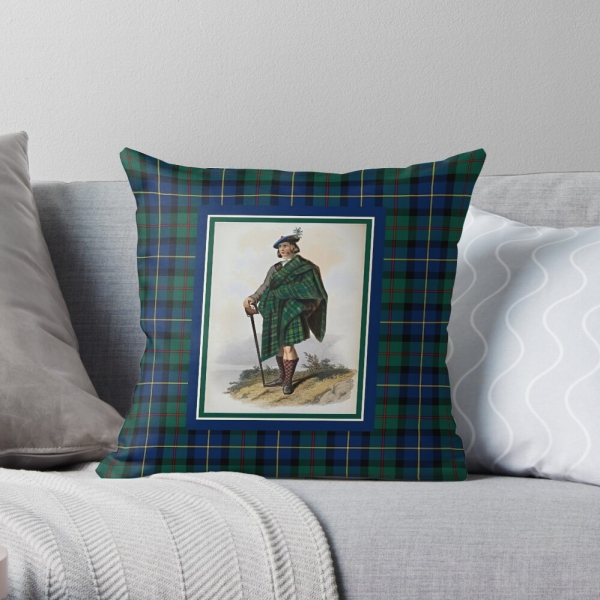 MacLeod of Skye vintage portrait with tartan throw pillow