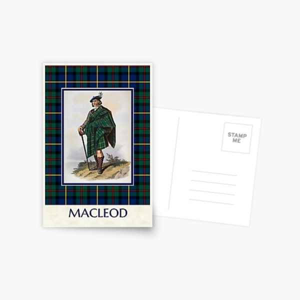 MacLeod of Skye vintage portrait with tartan postcard