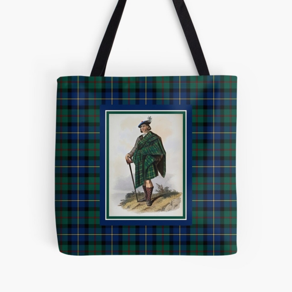 MacLeod of Skye vintage portrait with tartan tote bag