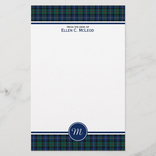 Stationery with MacLeod of Skye tartan border