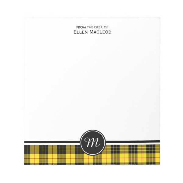 Note pad with MacLeod tartan border