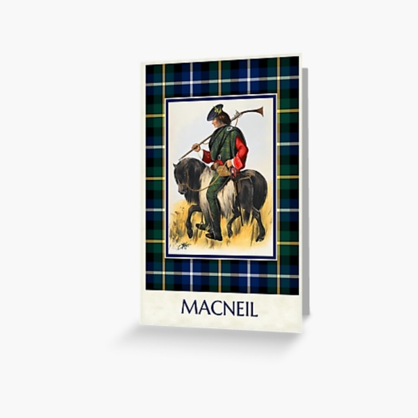 MacNeil vintage portrait with tartan greeting card