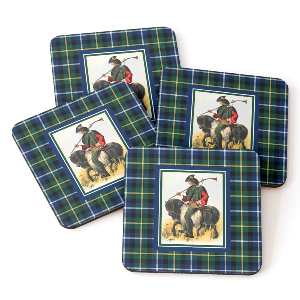 MacNeil vintage portrait with tartan beverage coasters