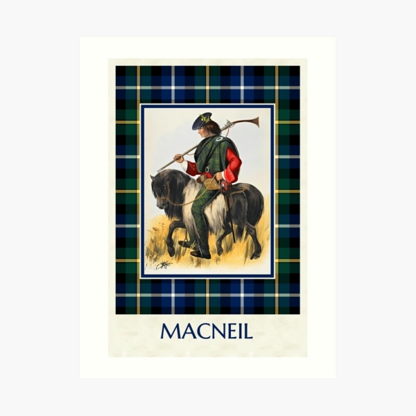 MacNeil vintage portrait with tartan art print