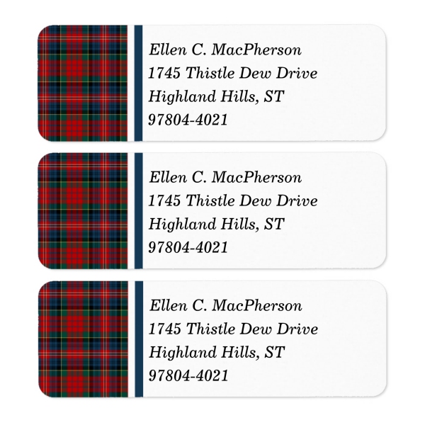 Return address labels with MacPherson tartan border