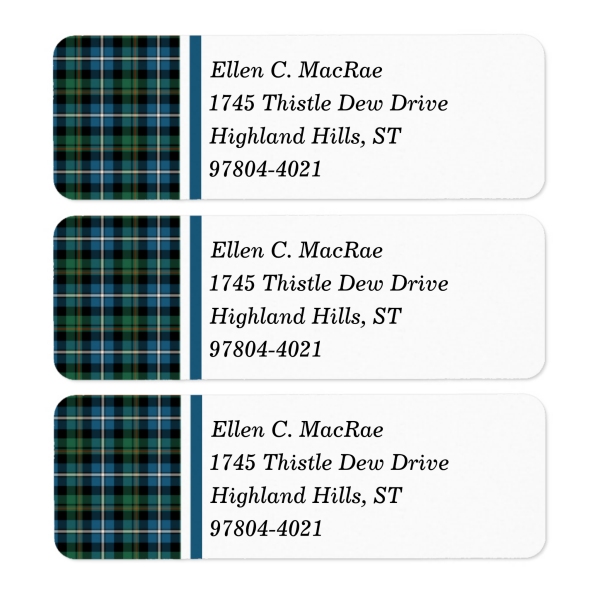 Return address labels with MacRae tartan border