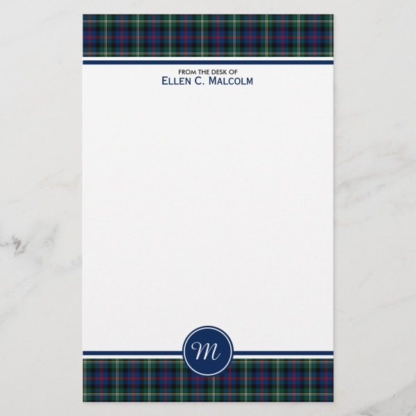 Stationery with Malcolm tartan border