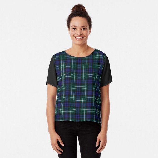 Menteith tartan chiffon top