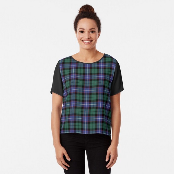 Mitchell, Galbraith, and Russell tartan chiffon top