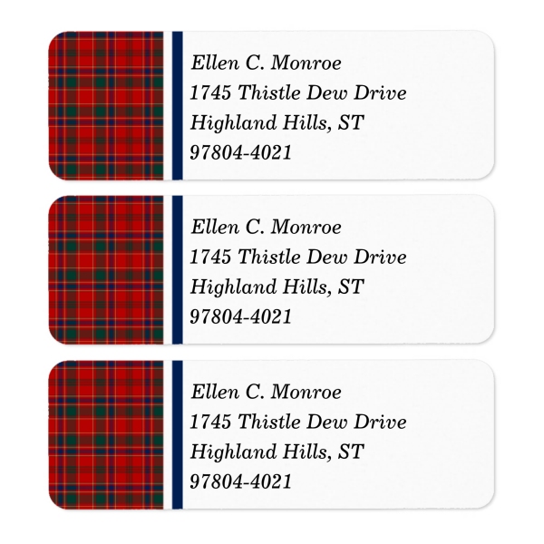 Return address labels with Munro tartan border