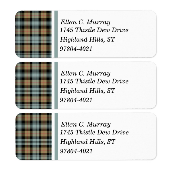 Return address labels with Murray Weathered tartan border