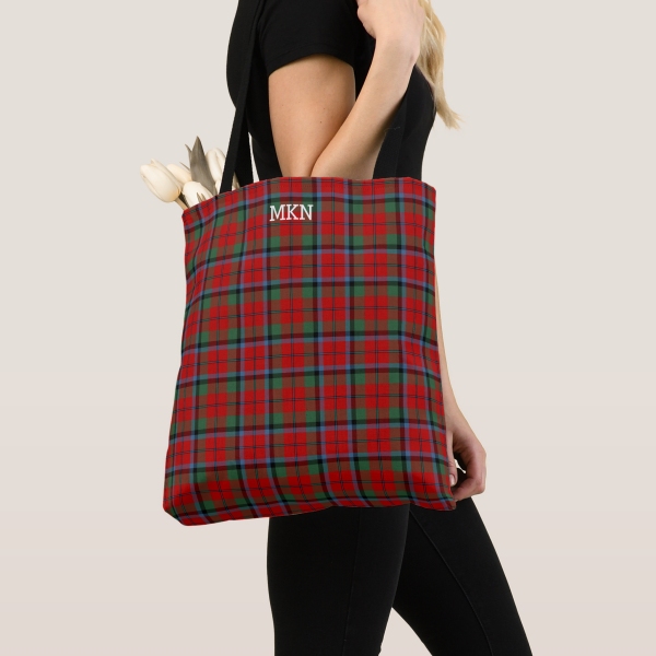 Naughton tartan monogram tote bag