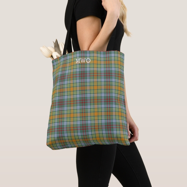 O'Brien tartan monogram tote bag