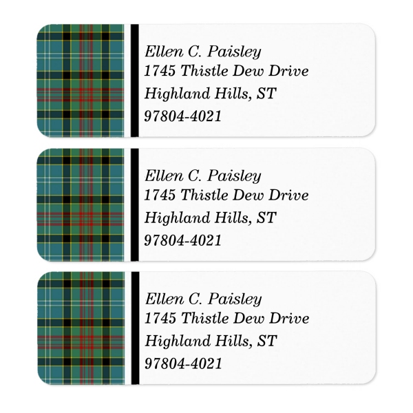 Return address labels with Paisley tartan border