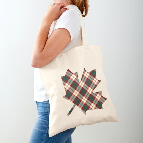 Prince Edward Island Dress tartan maple leaf tote bag