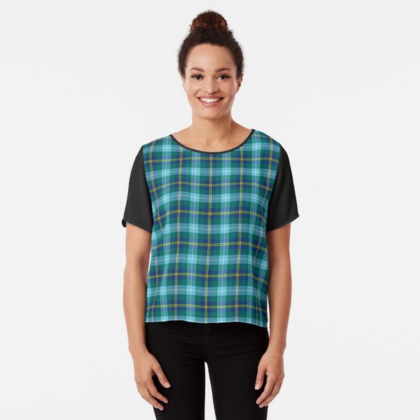 Porteous tartan chiffon top