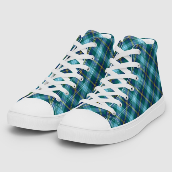 Porteous tartan men's white hightop shoes