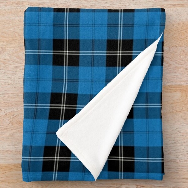 Clan Ramsay Blue tartan fleece throw blanket