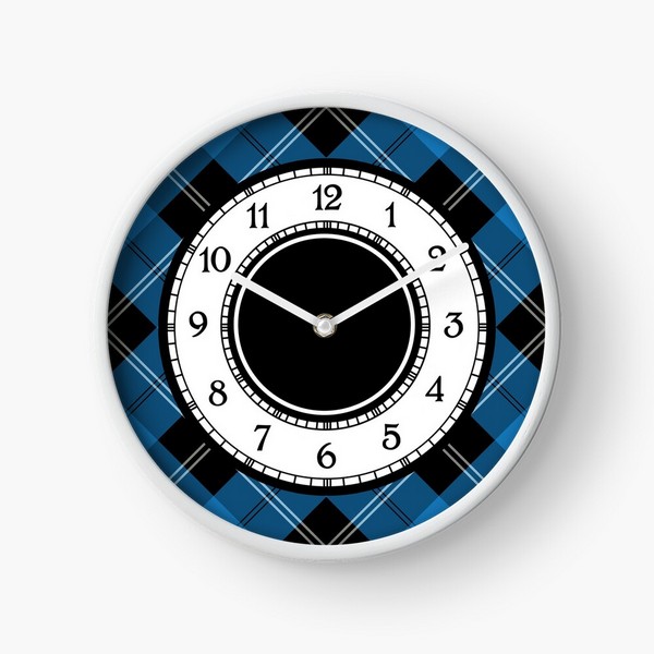 Clan Ramsay Blue tartan wall clock