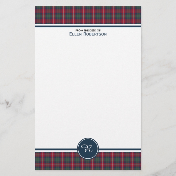 Stationery with Robertson tartan border